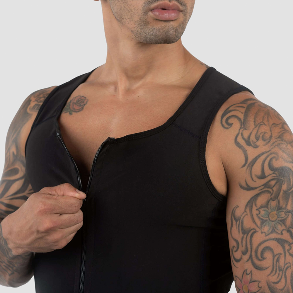 Men's Zipper Heat Trapping Sweat Vest Color Black