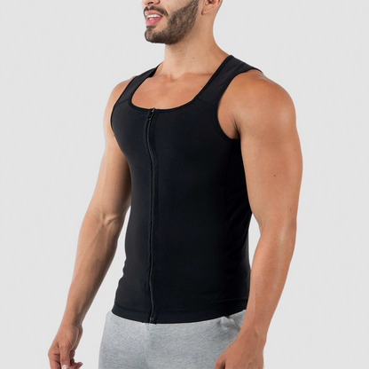 Men's Zipper Heat Trapping Sweat Vest Color Black